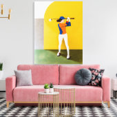 Vrouw Golfer Canvas Art Print (Insitu (Woonkamer))