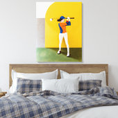Vrouw Golfer Canvas Art Print (Insitu (Slaapkamer))