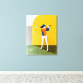 Vrouw Golfer Canvas Art Print (Insitu (Houten vloer))