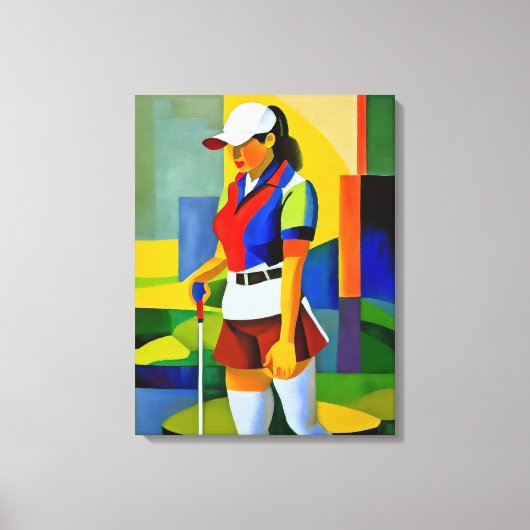 Vrouw Golfer - Canvas Art Print (Voorkant)