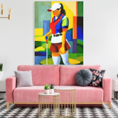 Vrouw Golfer - Canvas Art Print (Insitu (Woonkamer))
