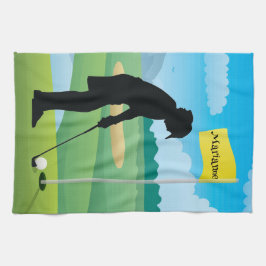 Vrouw Golfer Design Golf Towel Theedoek