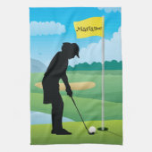 Vrouw Golfer Design Golf Towel Theedoek (Verticaal)
