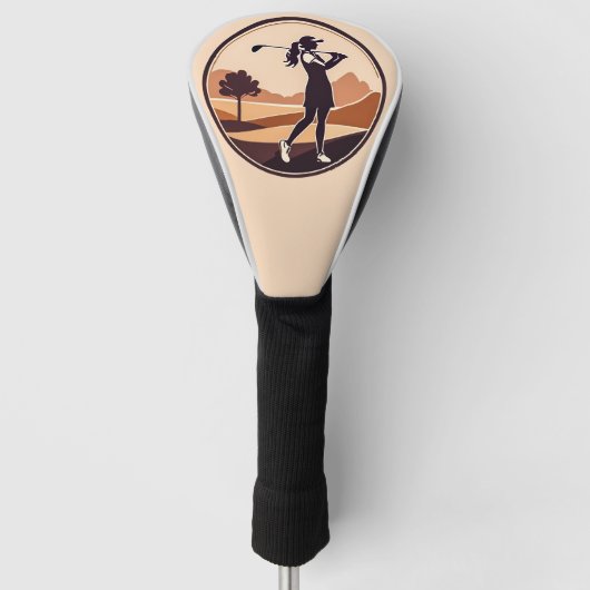 Vrouw Golfer Design Golfhoofd Hoesje Golfheadcover (Voorkant)