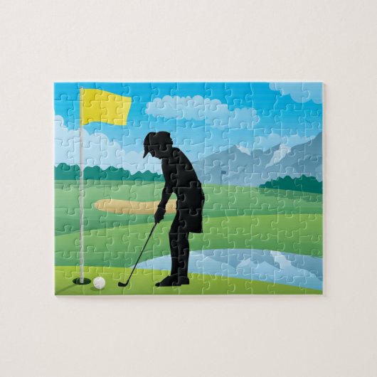 Vrouw Golfer Design Jigzaag Puzzle Legpuzzel (Horizontaal)