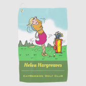 Vrouw Golfer Gets In A Twist Golfhanddoek (Voorkant)
