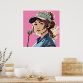 Vrouw Golfer - Golf Art Print (Keuken)