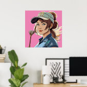 Vrouw Golfer - Golf Art Print (Thuiskantoor)