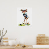 Vrouw Golfer - Golf Art Print (Keuken)