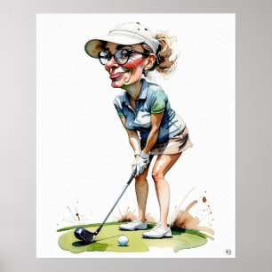 Vrouw Golfer - Golf Art Print