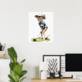 Vrouw Golfer - Golf Art Print (Thuiskantoor)