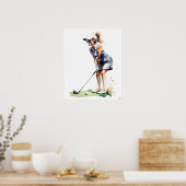 Vrouw Golfer - Golf Art Print (Keuken)