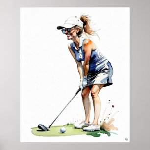Vrouw Golfer - Golf Art Print