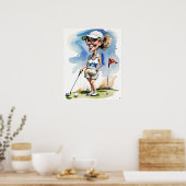 Vrouw Golfer - Golf Art Print (Keuken)