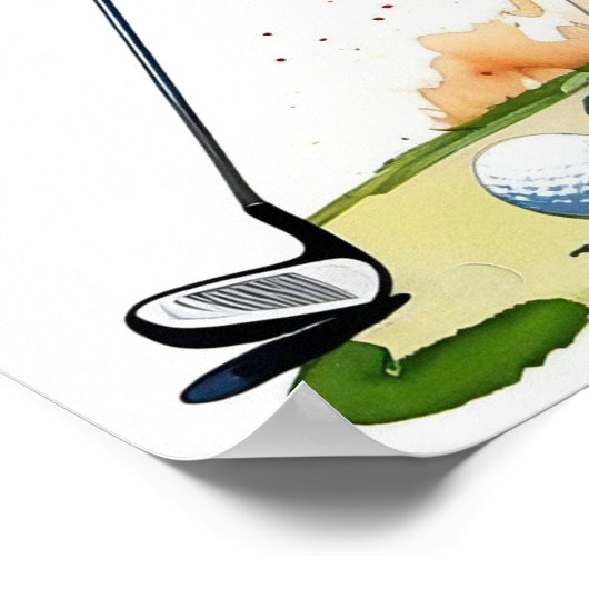 Vrouw Golfer - Golf Art Print (Hoek)