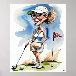 Vrouw Golfer - Golf Art Print