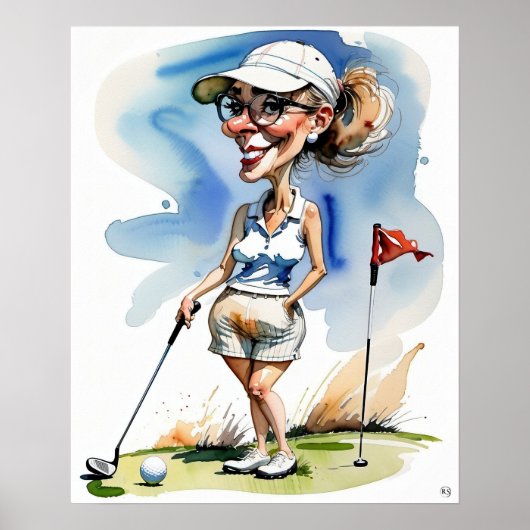 Vrouw Golfer - Golf Art Print (Voorkant)