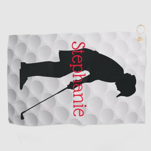 Vrouw Golfer Golf Towel Golfhanddoek (Horizontaal)