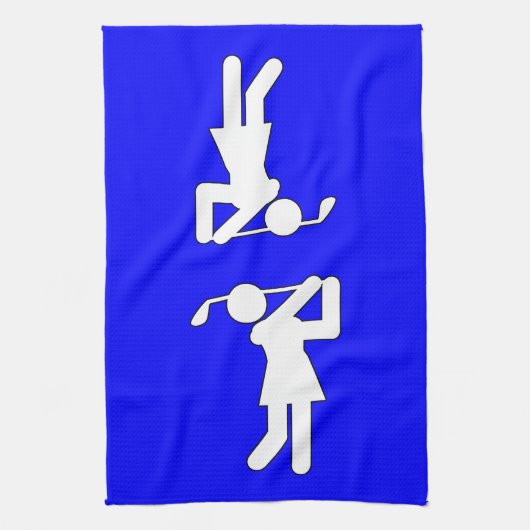 Vrouw Golfer - Golfsymbool Theedoek (Verticaal)