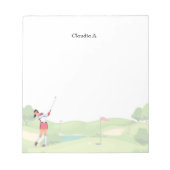 Vrouw golfer golft op koers notitieblok (Voorkant)