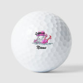 Vrouw golfer High Hiel Shoes in Roze thema Golfballen (Voorkant)