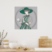 Vrouw Golfer Illustratie - Art Print (Keuken)
