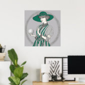 Vrouw Golfer Illustratie - Art Print (Thuiskantoor)