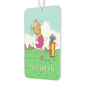 Vrouw golfer in een twist. Personaliseren. Luchtverfrisser (Links)
