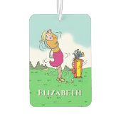 Vrouw golfer in een twist. Personaliseren. Luchtverfrisser (Achterkant)