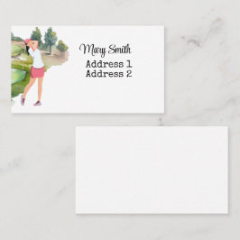 Vrouw Golfer is golfen op golfbaan waterverf Visitekaartje