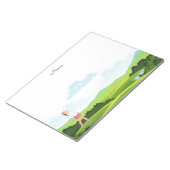 Vrouw golfer is teewing off op fairway Notitieblok (Schuin)