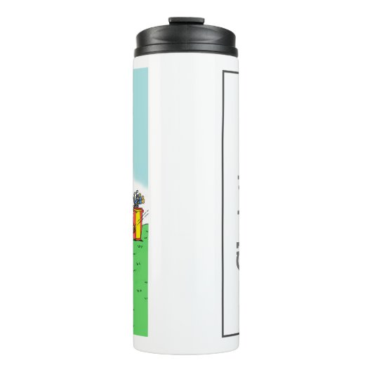 Vrouw Golfer komt in een Twist terecht - Grappig Thermosbeker (Voorkant)