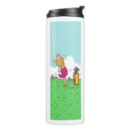 Vrouw Golfer komt in een Twist terecht - Grappig Thermosbeker
