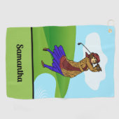 Vrouw Golfer Rijden over Water Hazard Golfhanddoek (Horizontaal)