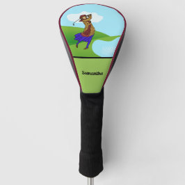 Vrouw Golfer Rijden over Water Hazard Golfheadcover