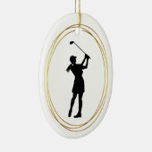 Vrouw Golfer Silhouette Ornament (Rechts)