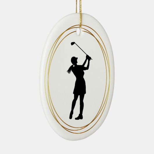 Vrouw Golfer Silhouette Ornament (Rechts)
