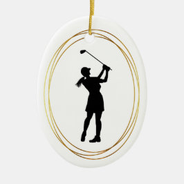 Vrouw Golfer Silhouette Ornament