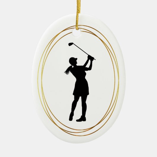 Vrouw Golfer Silhouette Ornament (Voorkant)