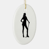 Vrouw Golfer Sport Keramisch Ornament (Rechts)