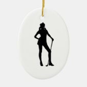 Vrouw Golfer Sport Keramisch Ornament (Voorkant)