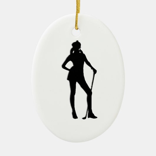Vrouw Golfer Sport Keramisch Ornament (Voorkant)