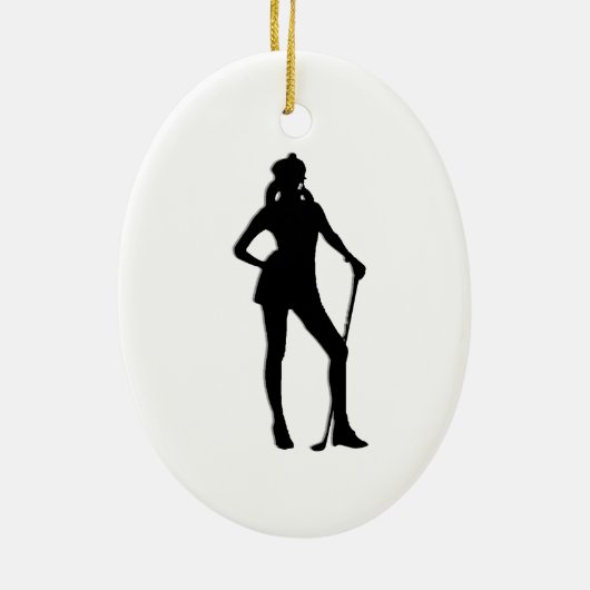 Vrouw Golfer Sport Keramisch Ornament (Achterkant)