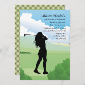 Vrouw Golfer Uitnodiging (Voorkant / Achterkant)