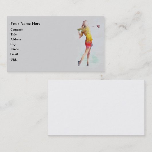 VROUW GOLFER VISITEKAARTJE (Voorkant / Achterkant)