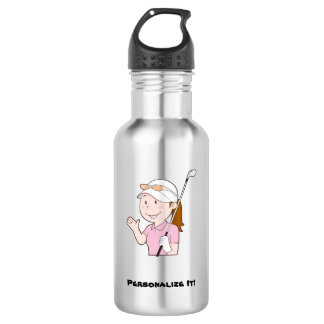 Vrouw Golfer Waterfles
