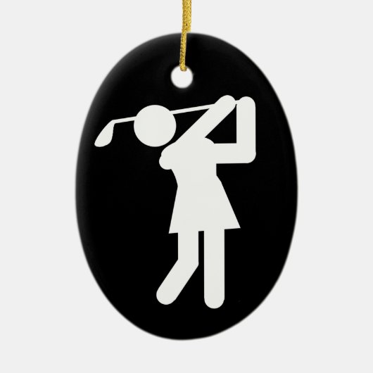 Vrouw Golfer - Woman Golf-symbool Keramisch Ornament (Voorkant)