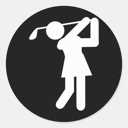 Vrouw Golfer - Woman Golf-symbool Ronde Sticker (Voorkant)