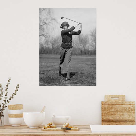 Vrouw Golfing: 1920 Poster (Keuken)