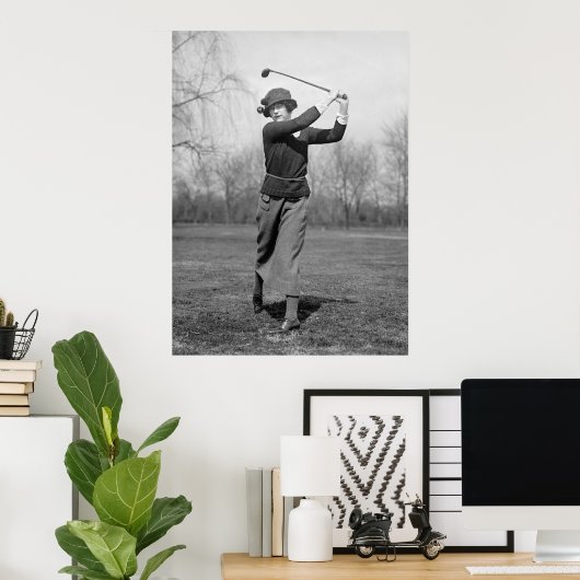 Vrouw Golfing: 1920 Poster (Thuiskantoor)